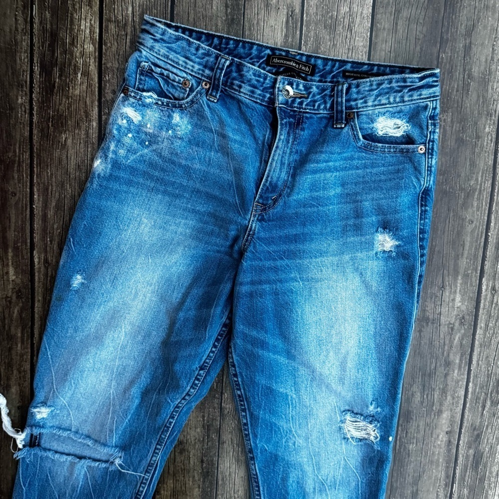 Abercrombie & Fitch Distressed Blue Ankle Jeans